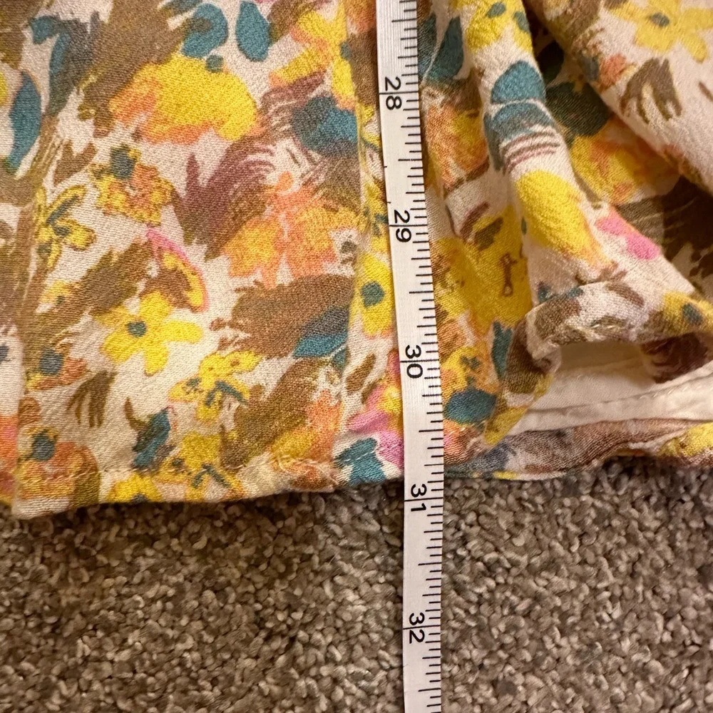 Free People Forget Me Knot yellow floral tie front V neck minidress women’s Sz 8 - Picture 12 of 14